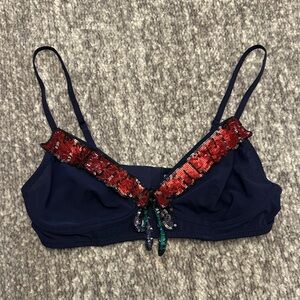 NWOT aerie Sequin Embellished Navy Bralette size M